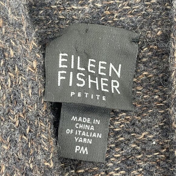 Eileen Fisher PM Merino Wool Blend Cardigan Brown Short Sleeve med petite - Picture 3 of 8
